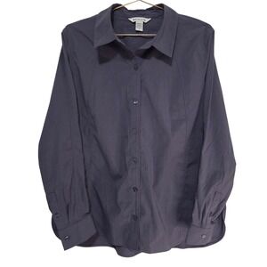 Athleta Womens Gray Long Sleeve Button Down Shirt S/659328-00 Size Large